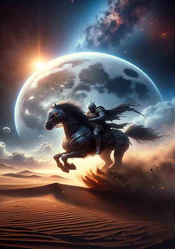 Warrior's Quest: Cosmic Moon Metal Poster