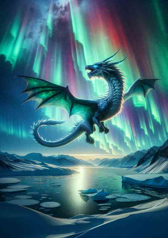 Aurora Dragons Ascent Metal Poster