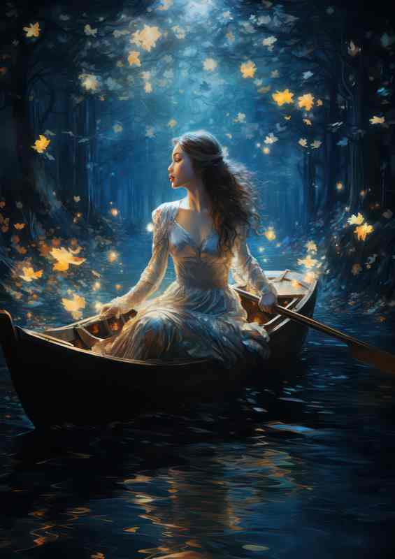 Cascading Dreamscape sailing down the enchanted stream | Metal Poster