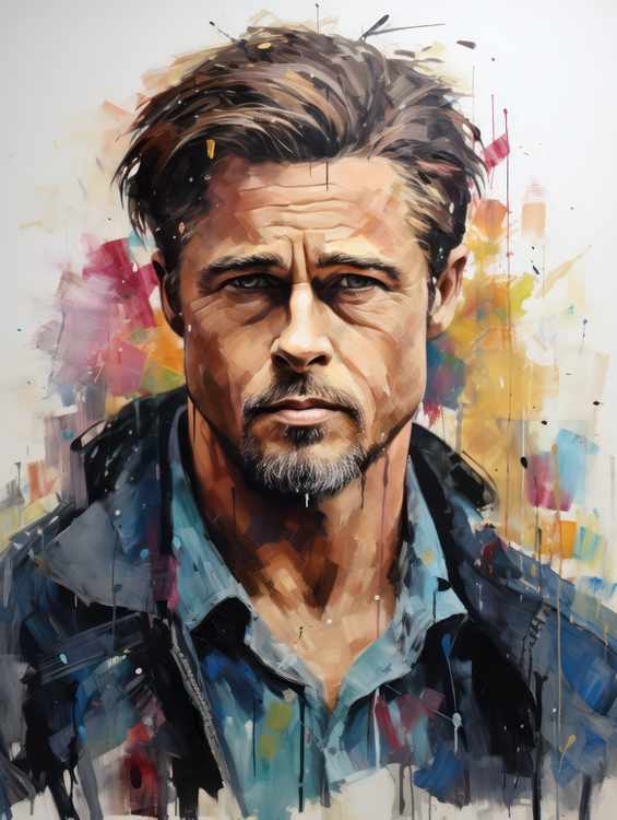 Brad Pitt Very colourful style | Metal Poster