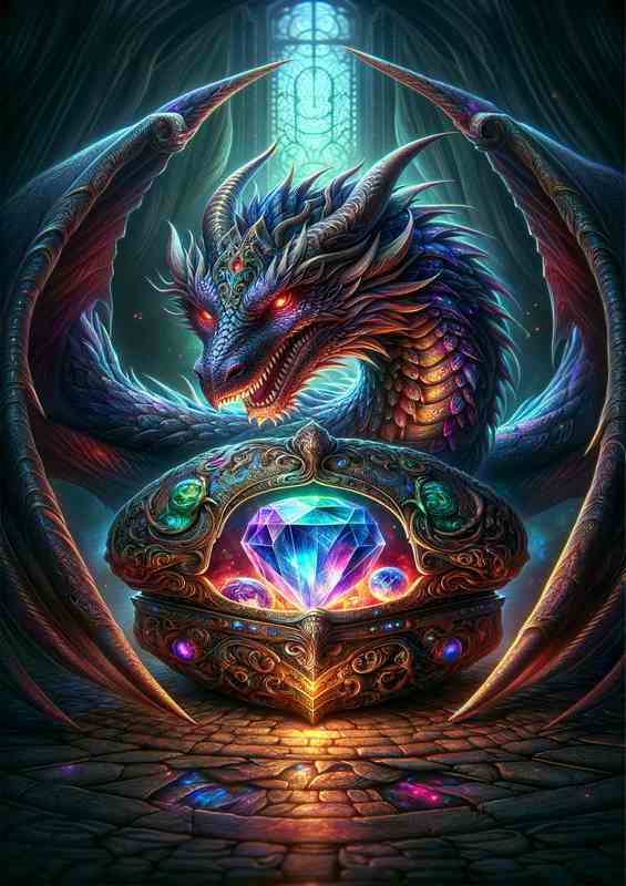 Dragon Guardian of Enchanted Gem | Metal Poster