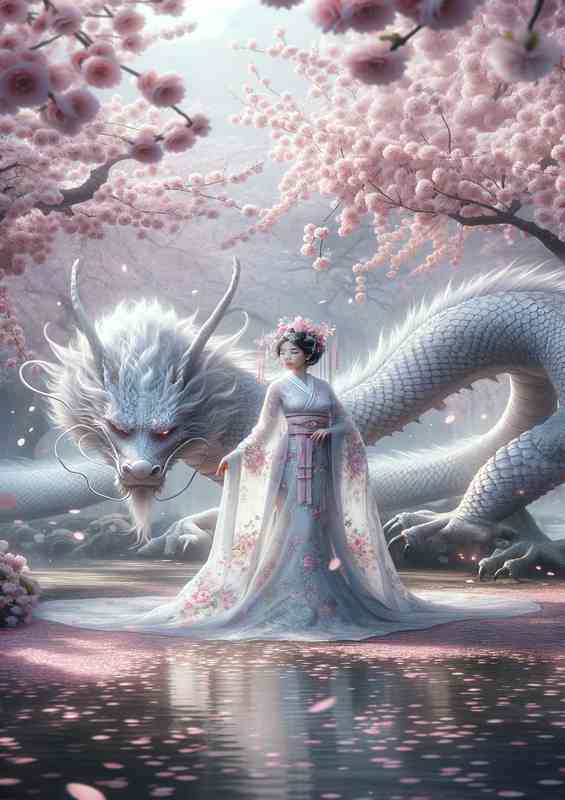 Ethereal Beauty Dragon Companion 2 Fantasy Art | Metal Poster