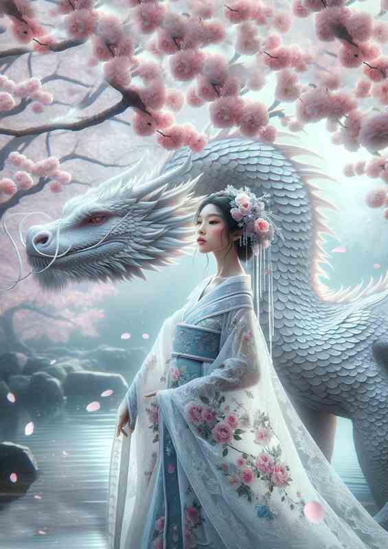 Ethereal Beauty Dragon Companion Art | Metal Poster