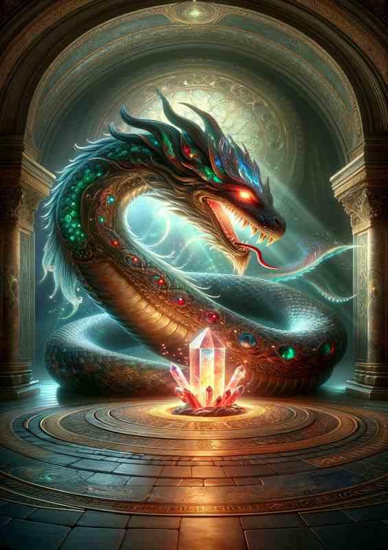 Ethereal Serpent Protector of Crystal Treasure | Metal Poster