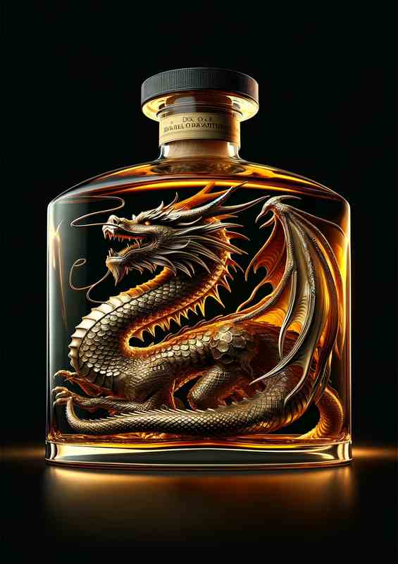 Exquisite Dragon Sculpture in Bottle | Metal Poster