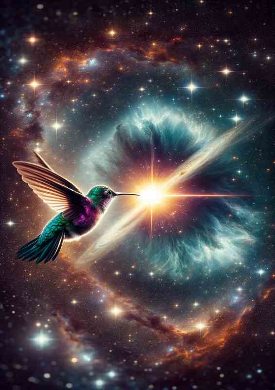 Interstellar Hummingbird Sipping from a Quasar | Metal Poster