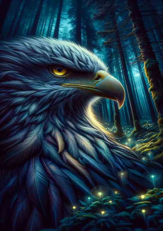 Majestic Eagle Gaze in Mystic Wilderness | Metal Poster