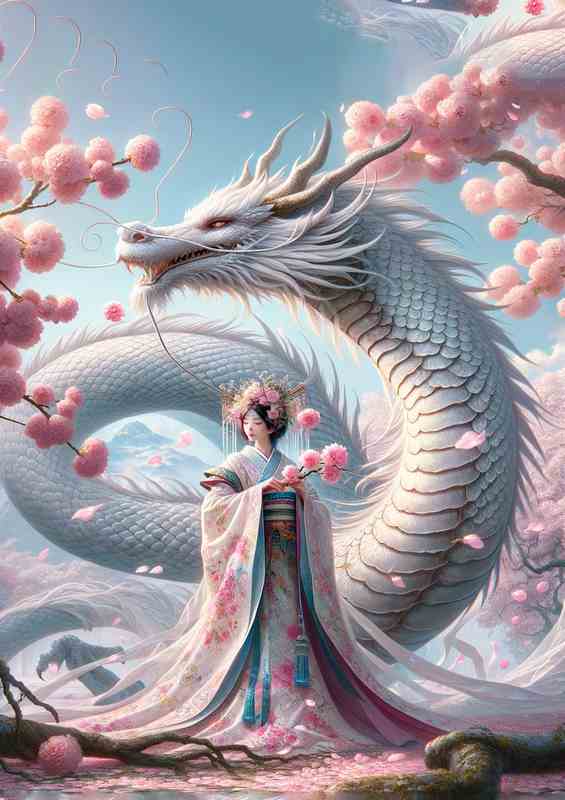 Serenade of Sakura Dragon 2 and Maiden | Metal Poster