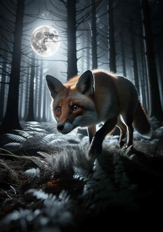 Foxs Midnight Prowl Metal Poster
