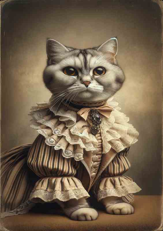 Cat in Victorian Elegance | Metal Poster