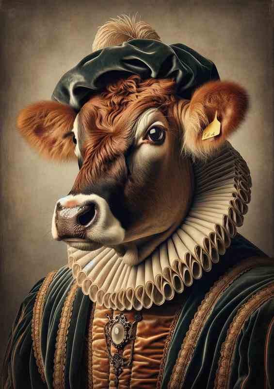Distinguished Cow in Renaissance Garb | Metal Poster