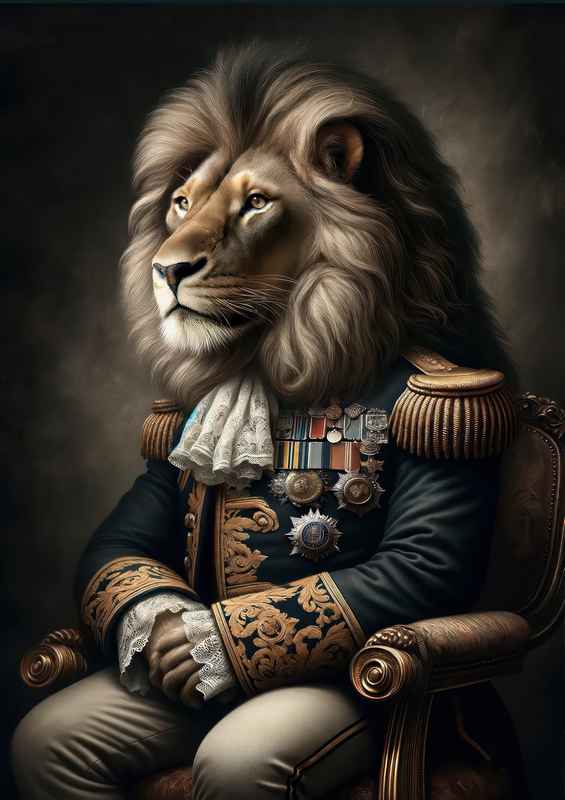 Distinguished Lion Admiral in Uniform | Metal Poster