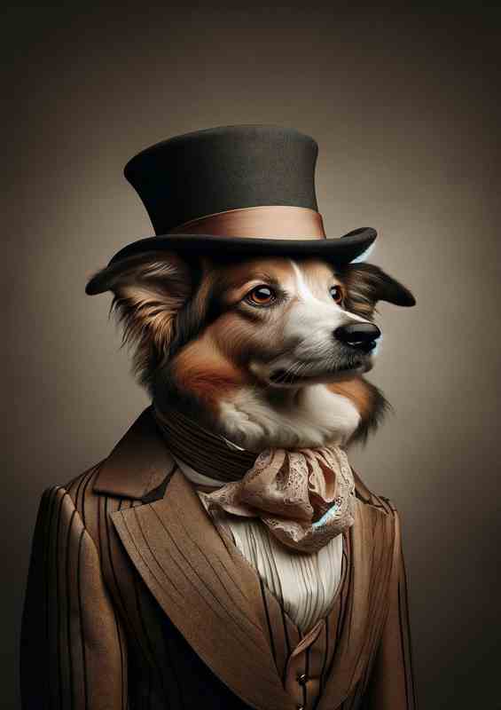 Dog Noble in Elegant Victorian Garb outfit | Metal Poster