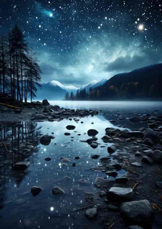 Enchanted Waters with moonlit skys | Metal Poster