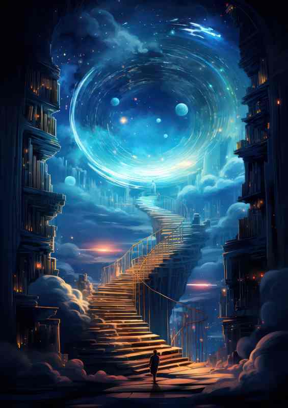 Enigma stairs Floating Wonders of Art | Metal Poster