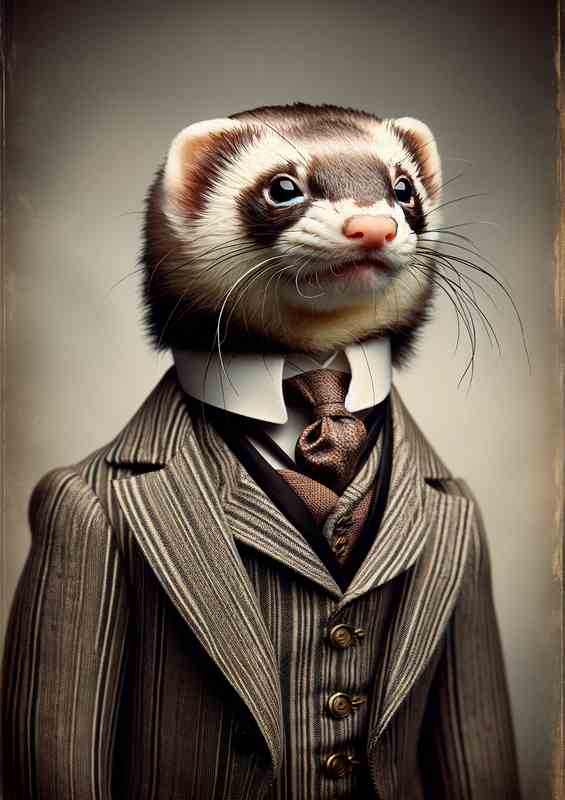 Ferret in Victorian Gentlemans Suit | Metal Poster