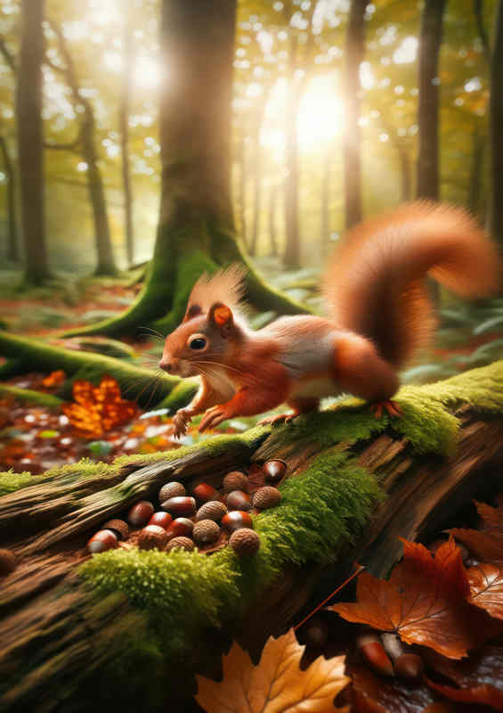 Red Squirrel's Forest Frolic Metal Poster