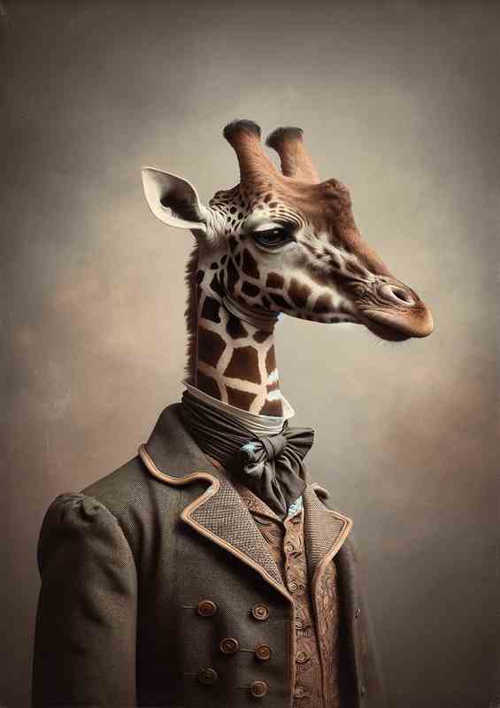 Giraffe in Victorian Elegance | Metal Poster