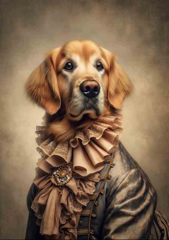 Golden Retriever in Victorian Elegance attire | Metal Poster