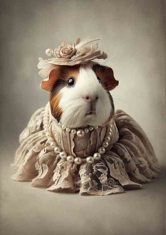 Guinea Pig in Victorian Lady Garb | Metal Poster