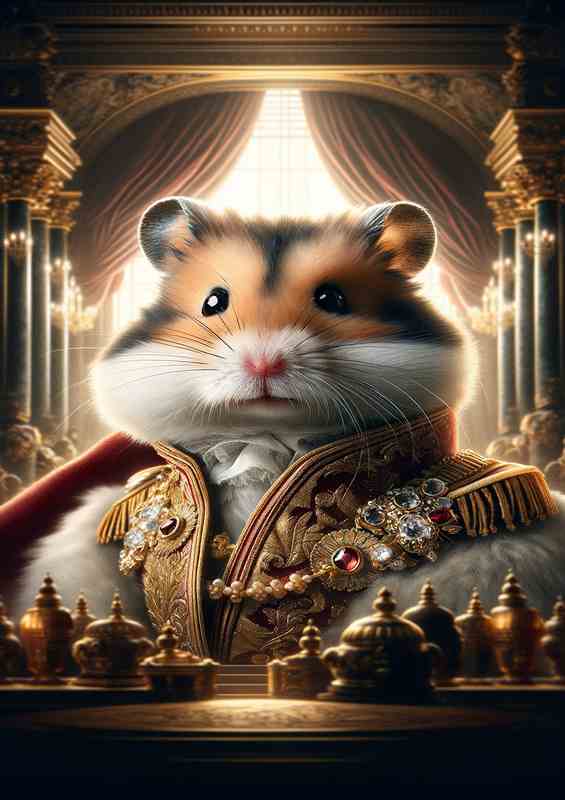 Imperial Hamster Emperor in Opulent Robes | Metal Poster