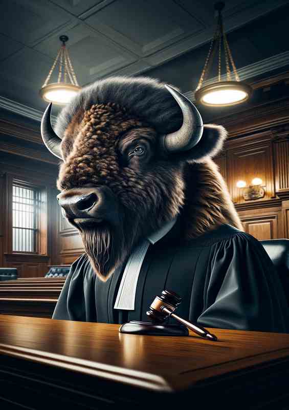 Imposing Bison Judge in Court Attire | Metal Poster