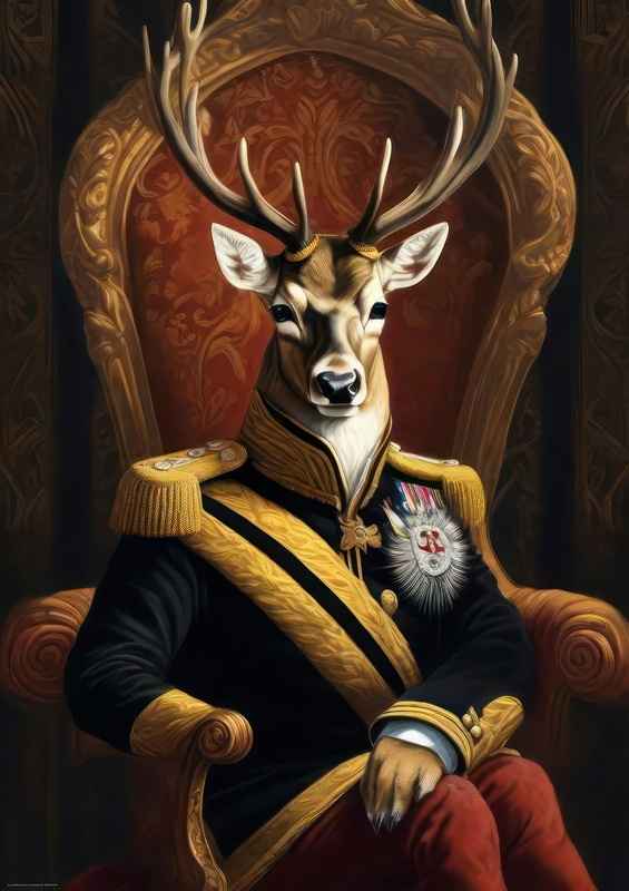 Magestic stag in his uniform looking regal | Metal Poster