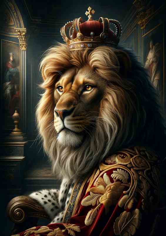 Noble Lion King in Royal Garments | Metal Poster