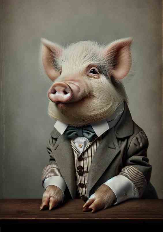 Noble Pig in Victorian Gentleman Attire | Metal Poster