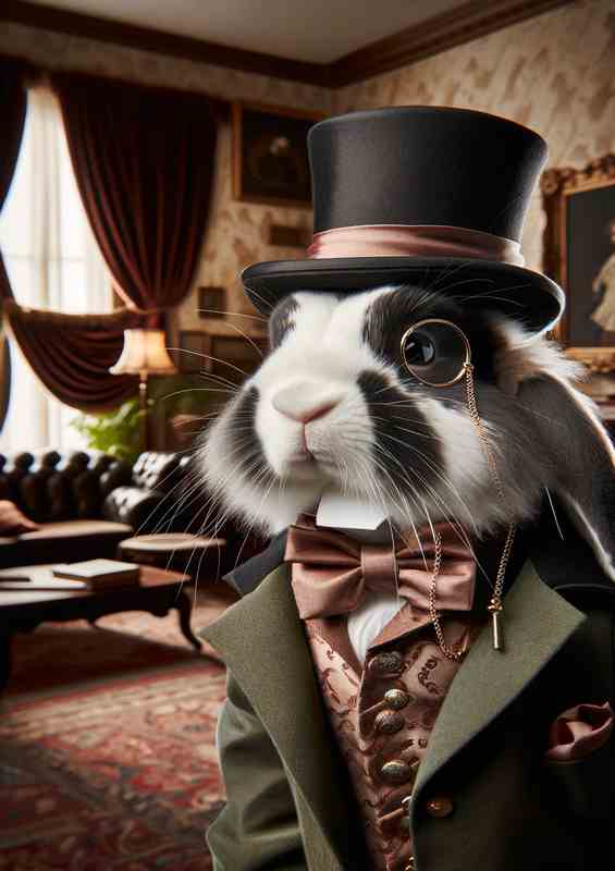 Noble Rabbit in Victorian Gentleman Attire | Metal Poster