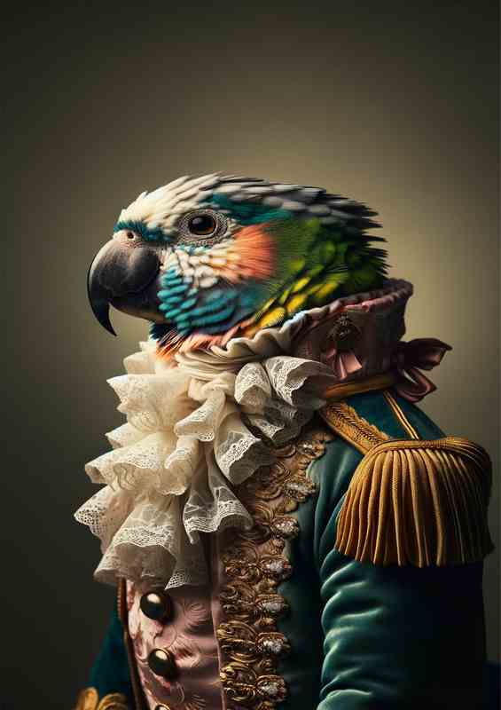 Parrot Aristocrat in Regency Period Dress | Metal Poster
