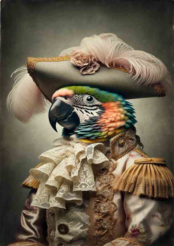 Parrot Noble in Rococo Fashion | Metal Poster