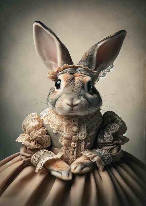 Rabbit in Victorian Dress | Metal Poster