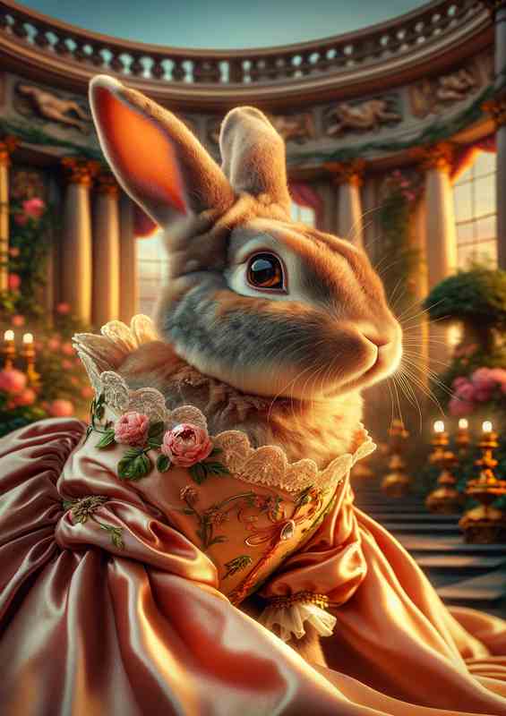 Regal Rabbit Countess in Silk Gown | Metal Poster