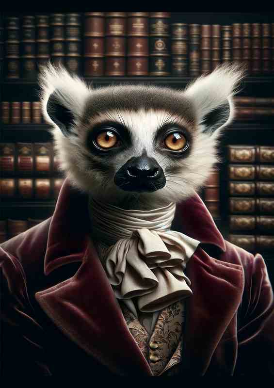 Sophisticated Lemur Lord in Cravat | Metal Poster