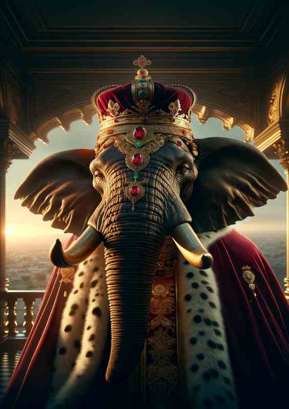 Sovereign Elephant Monarch in Coronation Cape | Metal Poster