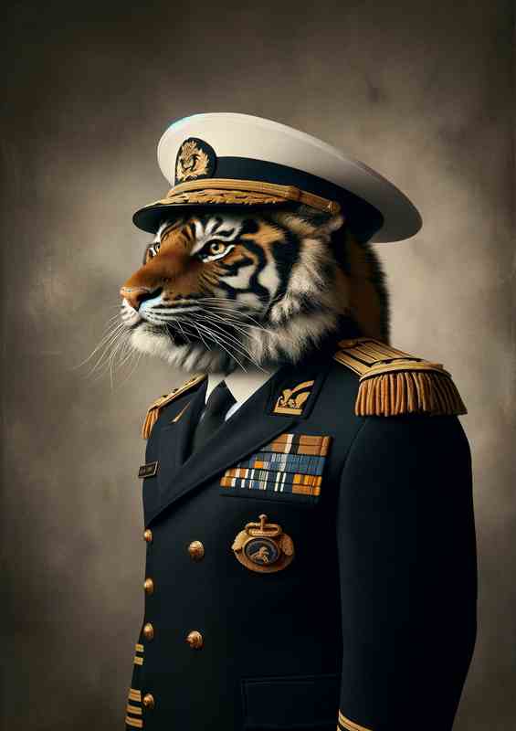 Tiger Admiral in Naval Uniform | Metal Poster