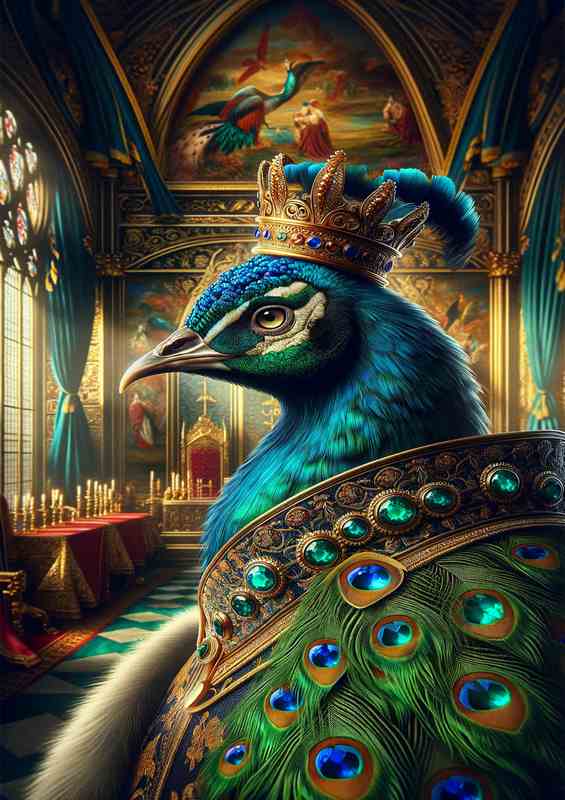 Valiant Peacock Monarch in Royal Mantle | Metal Poster