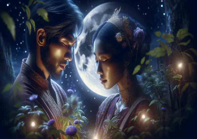Enchanted Forest Moonlight Lovers Close Up | Metal Poster