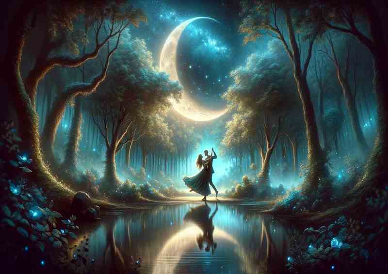 Enchanted Moonlight Dance Lovers Artistic | Metal Poster