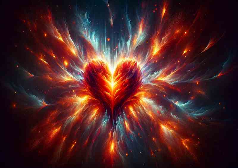 Heartfelt Emotion Abstract Artistic Fiery Display | Metal Poster