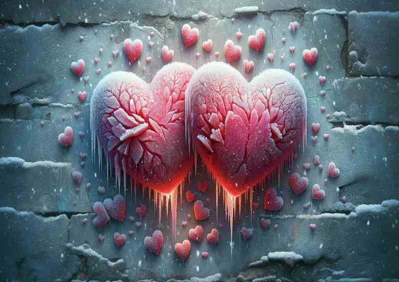 Love Frosted Hearts Chilly Artwork | Metal Poster