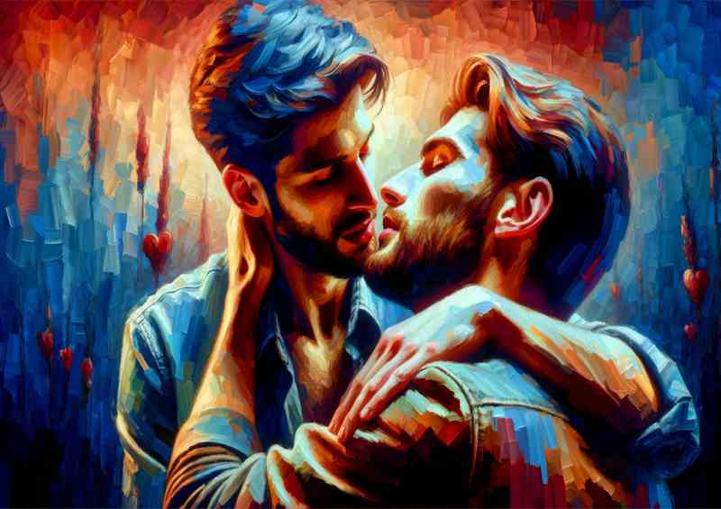 Male Couple Love Artistic nearly kissing | Metal Poster