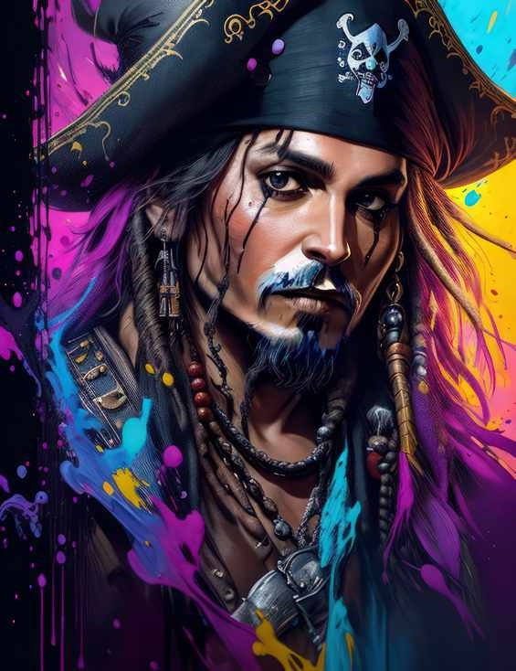 Captain Jonny Depp Splash art style | Metal Poster