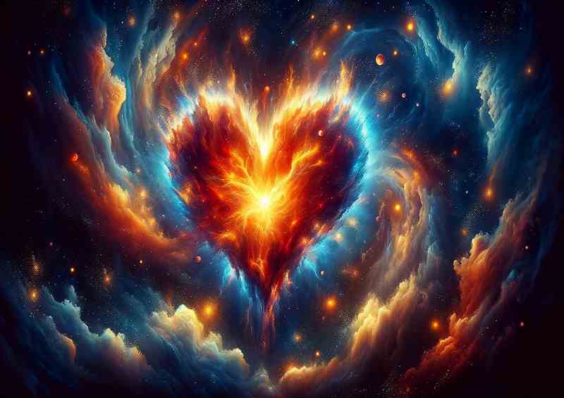 Passionate Cosmic Love Heart Celestial Art | Metal Poster