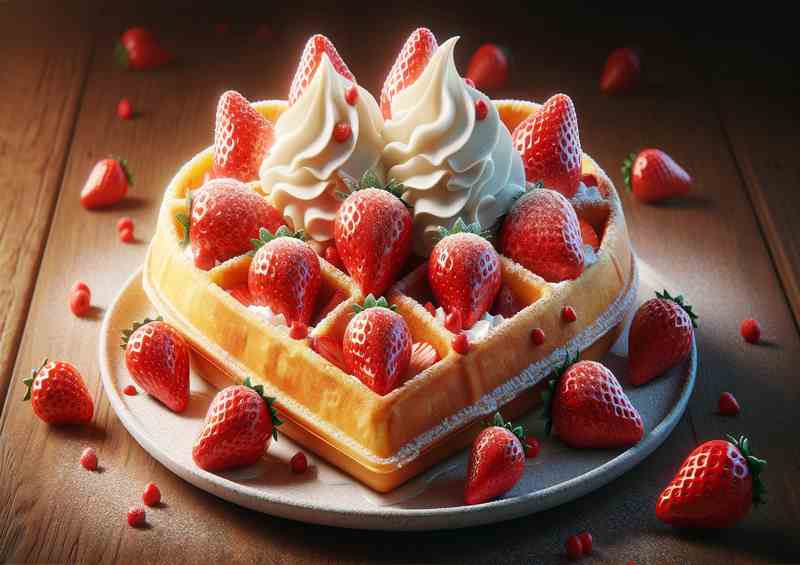Romance Strawberry Waffle Delight | Metal Poster