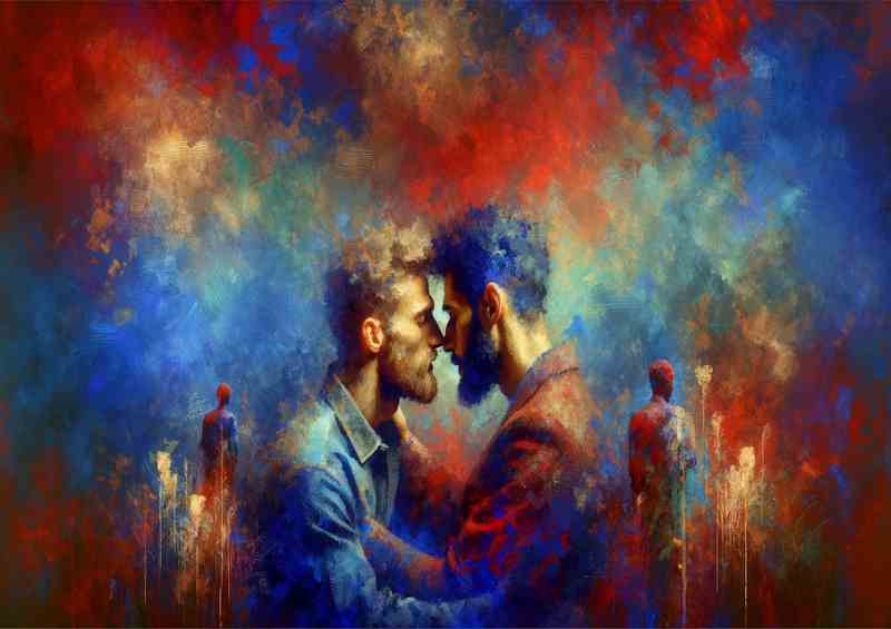 Romantic Male Couple Love Artistic Representation | Metal Poster