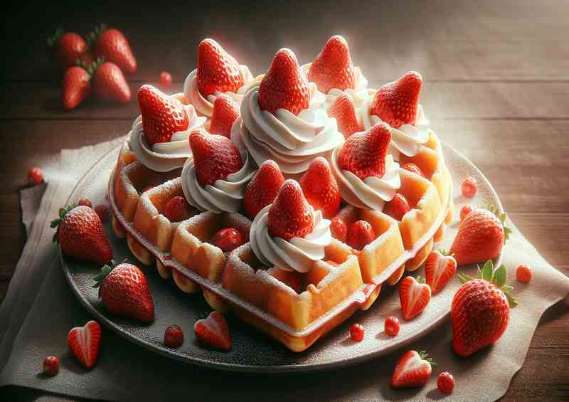 Sweet Romance Strawberry Waffle Delight Treat | Metal Poster