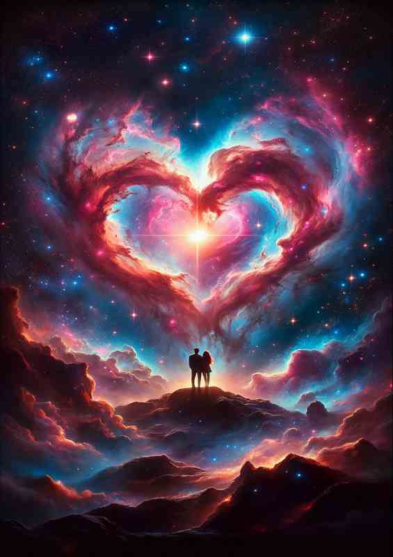 Cosmic Love Heart Nebula Metal Poster