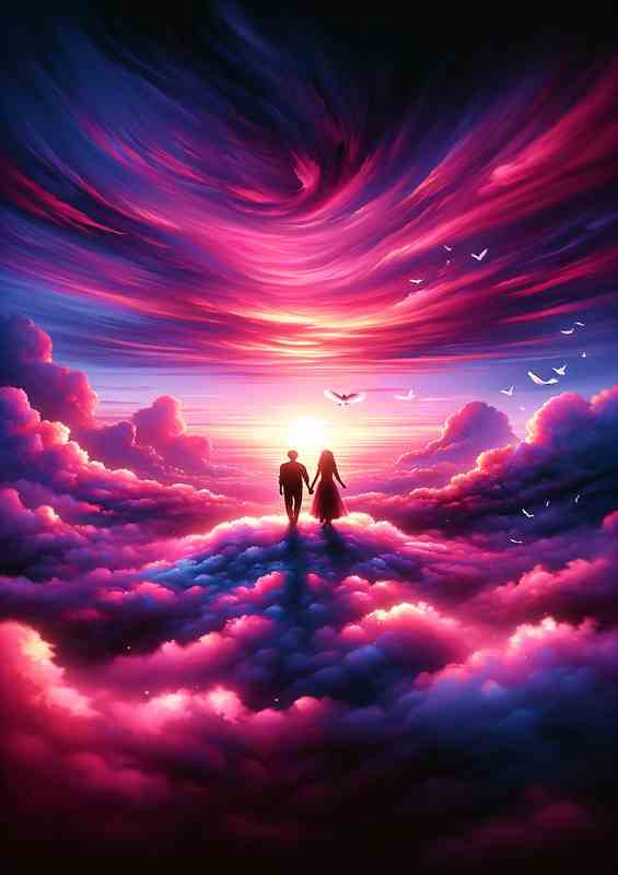 Love Above Sunset Dream Couple | Metal Poster